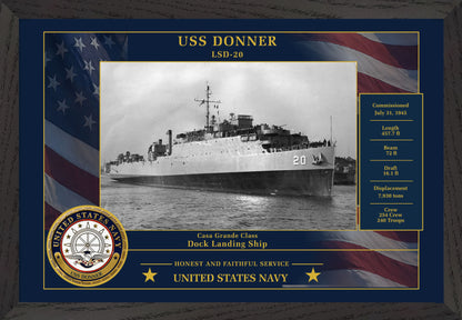 USS Donner LSD-20 Framed Patriotic Photo