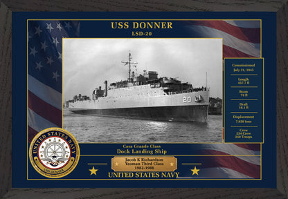 USS Donner LSD-20 Framed Patriotic Photo