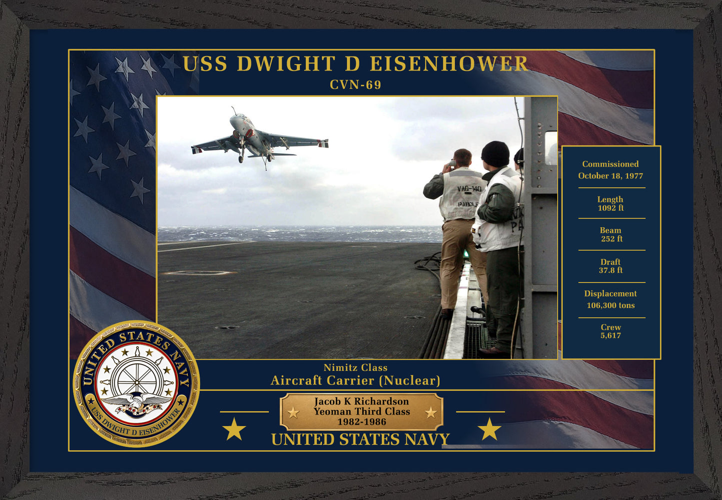 USS Dwight D Eisenhower CVN-69 Framed Patriotic Photo