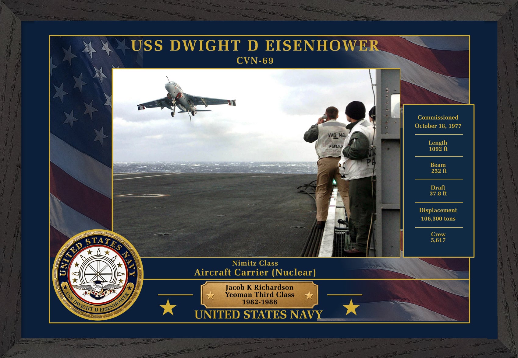 USS Dwight D Eisenhower CVN-69 Framed Patriotic Photo