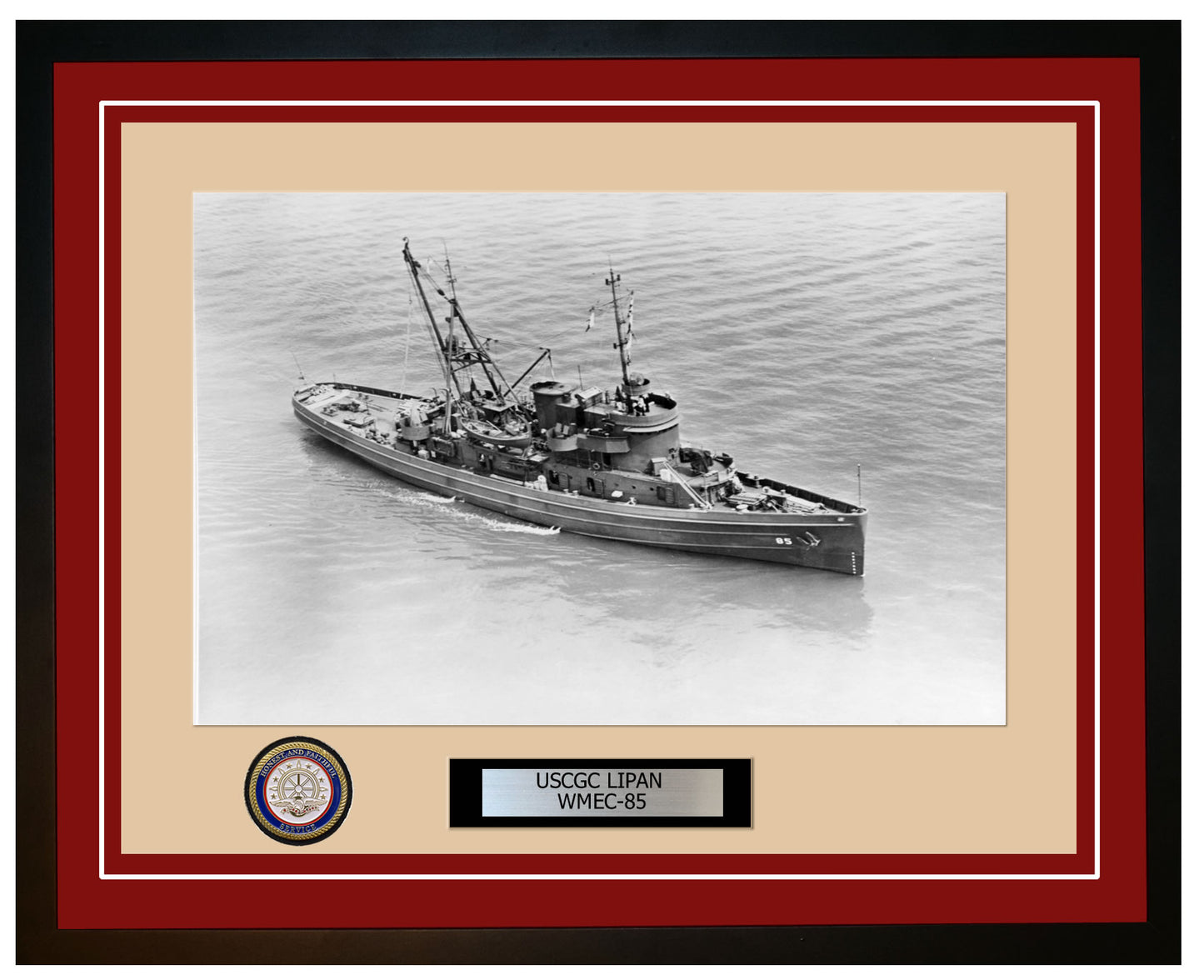 USCGC LIPAN WMEC 85 Framed Coast Guard Ship Photo Burgundy 60WMEC85