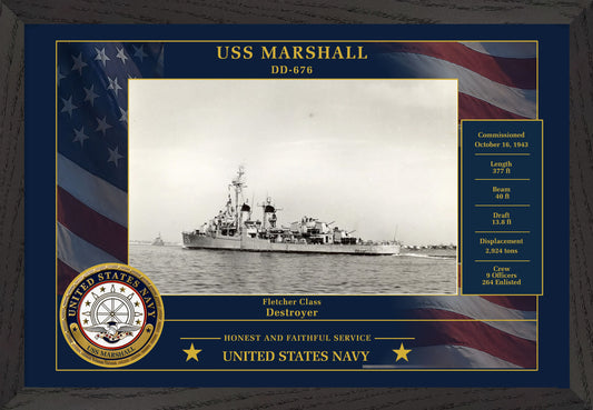 USS Marshall DD-676 Framed Patriotic Photo