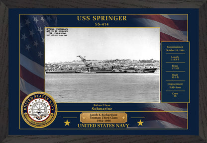 USS Springer SS-414 Framed Patriotic Photo