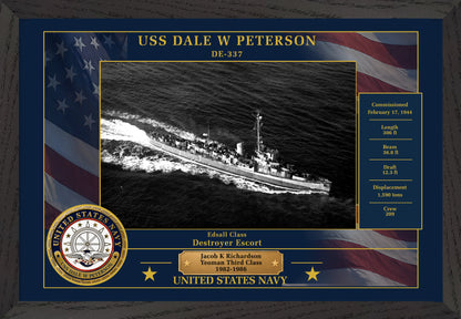 USS Dale W Peterson DE-337 Framed Patriotic Photo