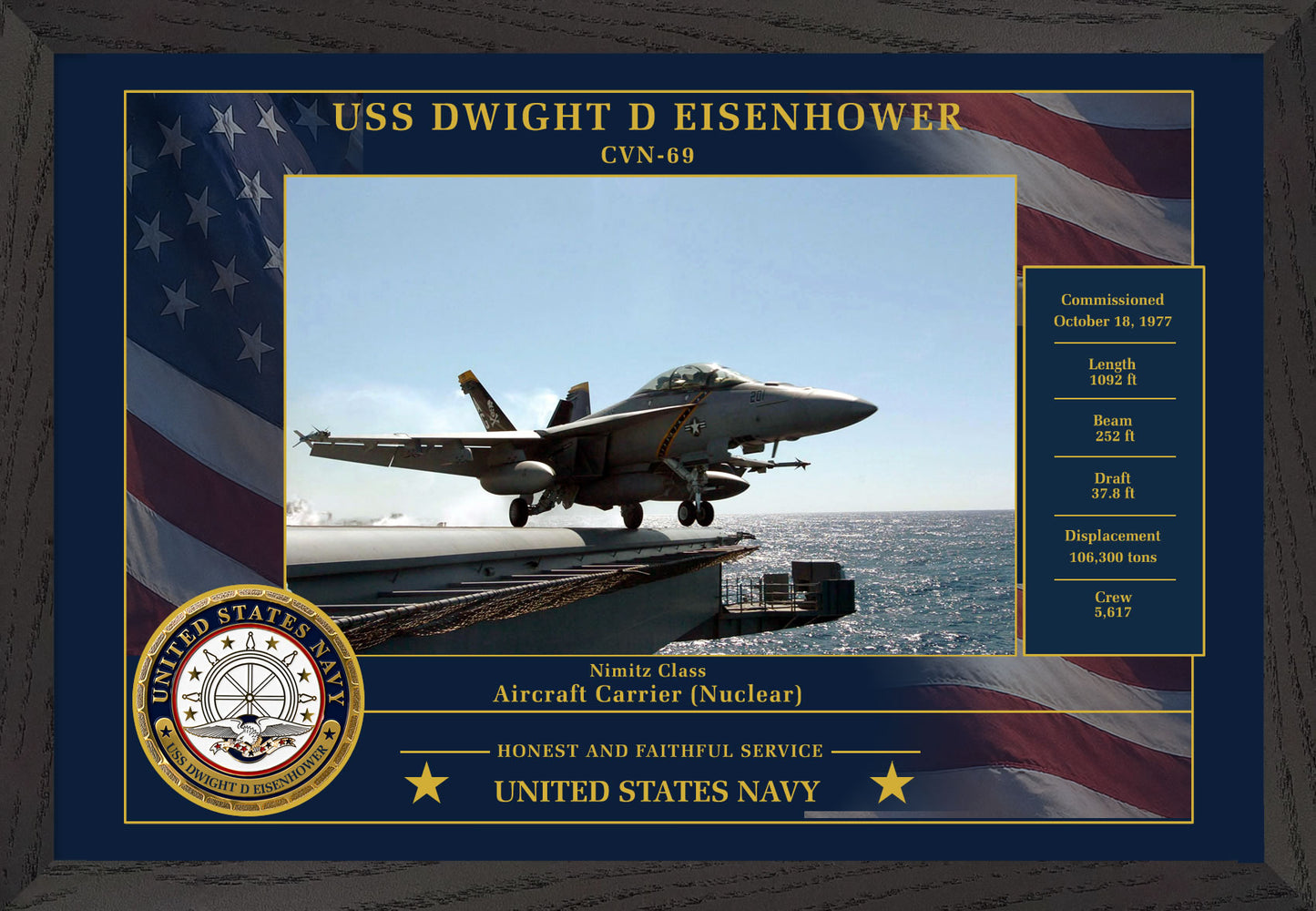 USS Dwight D Eisenhower CVN-69 Framed Patriotic Photo