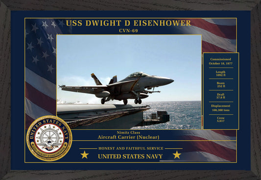 USS Dwight D Eisenhower CVN-69 Framed Patriotic Photo