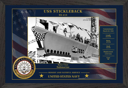 USS Stickleback SS-415 Framed Patriotic Photo