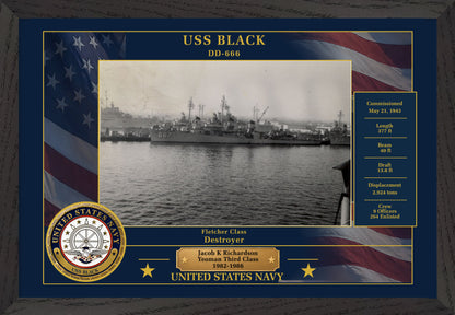 USS Black DD-666 Framed Patriotic Photo
