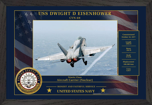 USS Dwight D Eisenhower CVN-69 Framed Patriotic Photo