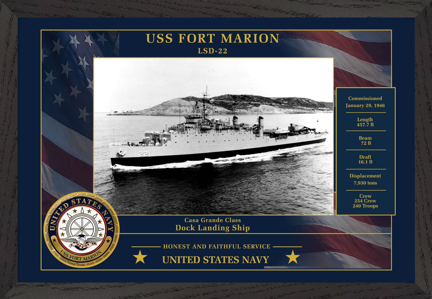 USS Fort Marion LSD-22 Framed Patriotic Photo