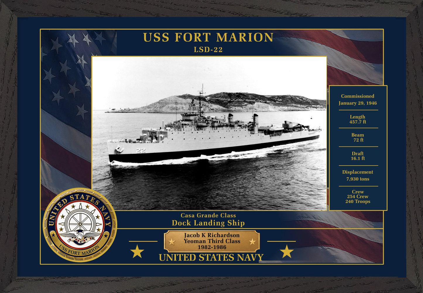 USS Fort Marion LSD-22 Framed Patriotic Photo