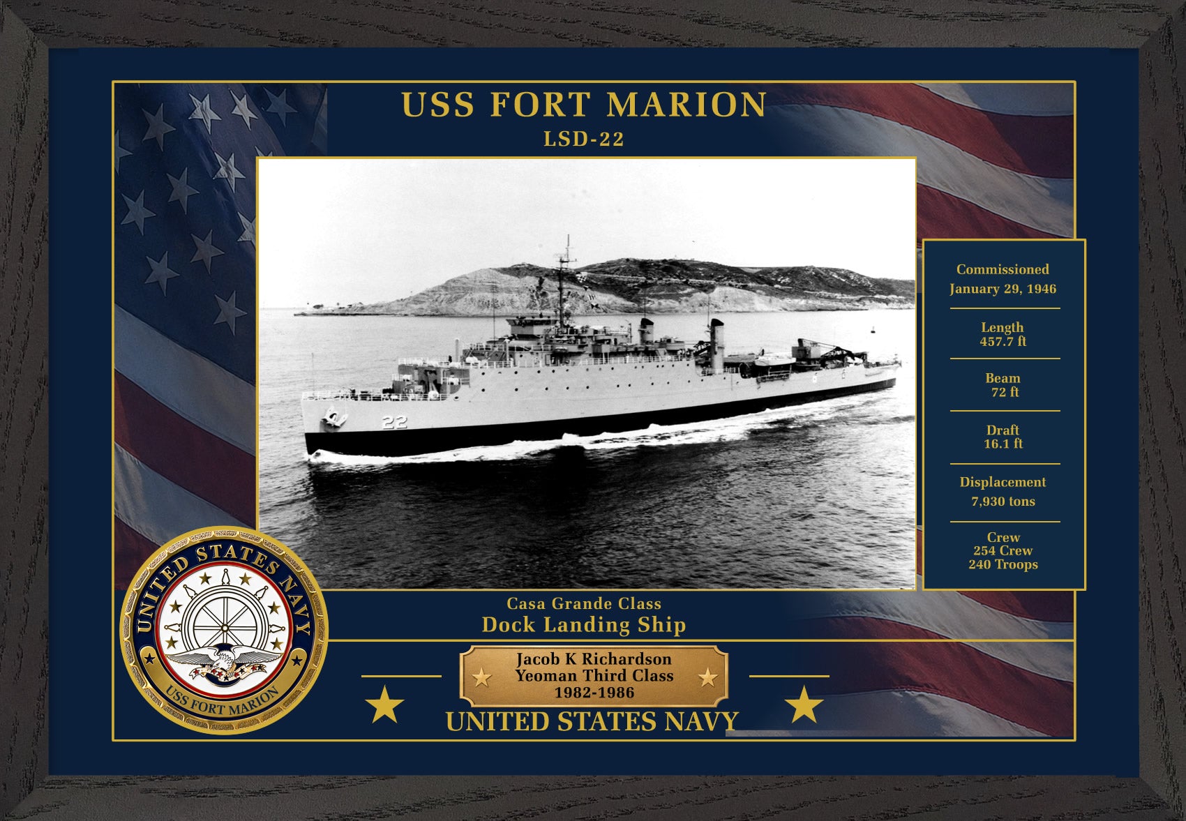 USS Fort Marion LSD-22 Framed Patriotic Photo