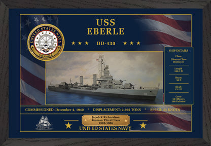 USS Eberle DD-430 Framed Patriotic Art