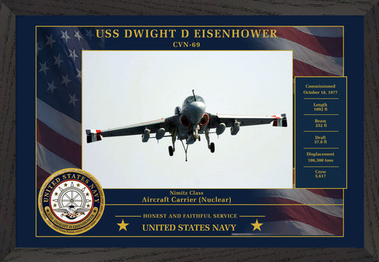 USS Dwight D Eisenhower CVN-69 Framed Patriotic Photo