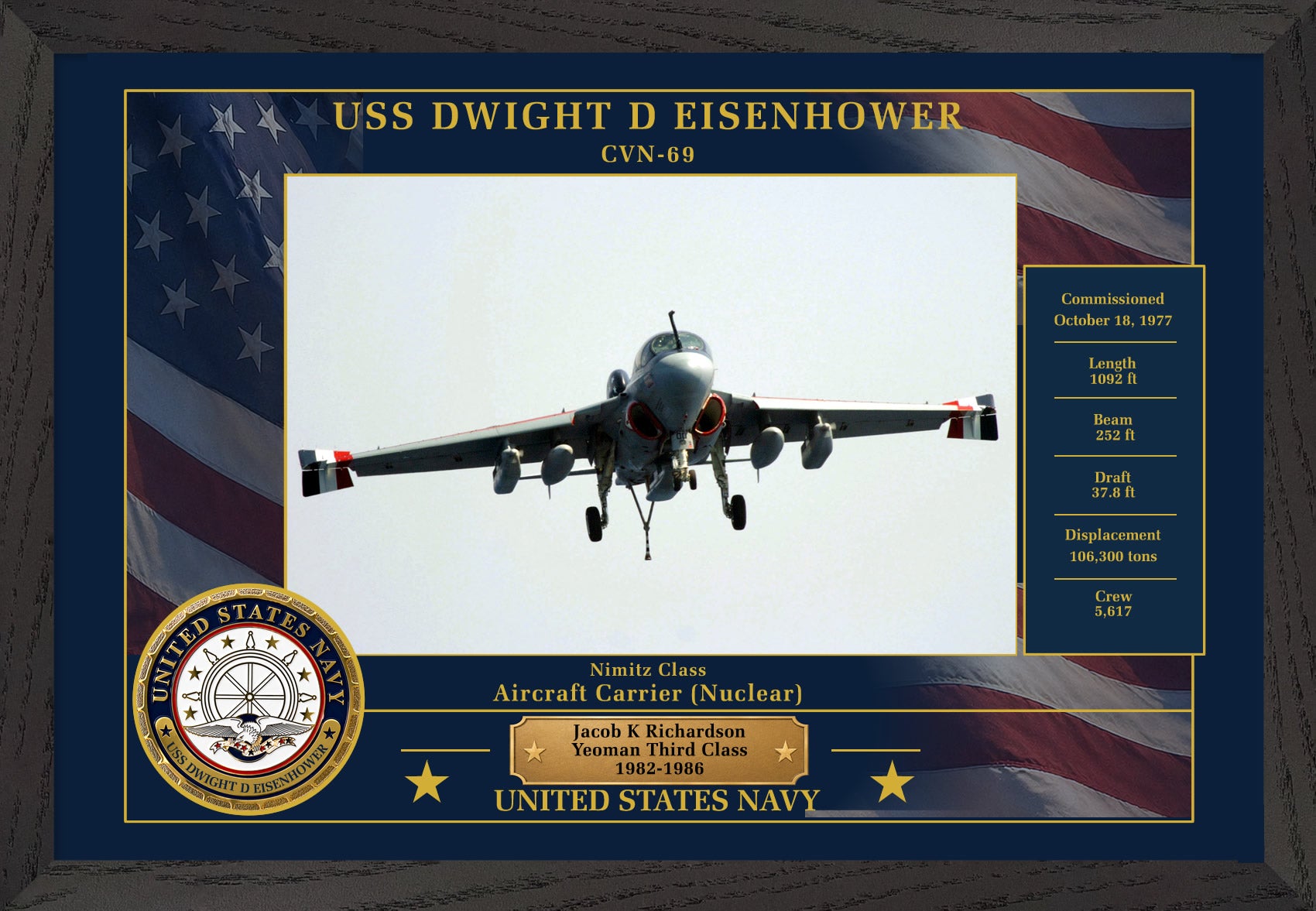 USS Dwight D Eisenhower CVN-69 Framed Patriotic Photo