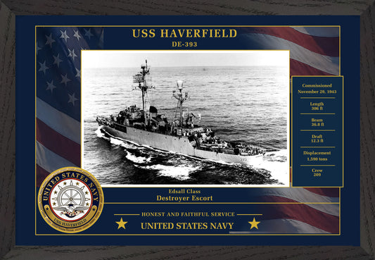 USS Haverfield DE-393 Framed Patriotic Photo