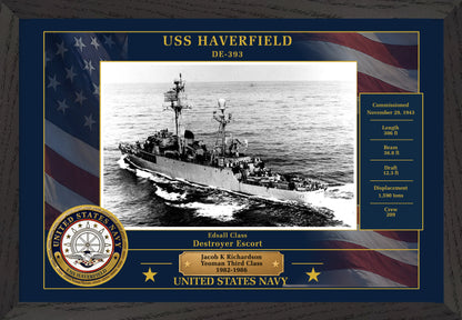 USS Haverfield DE-393 Framed Patriotic Photo
