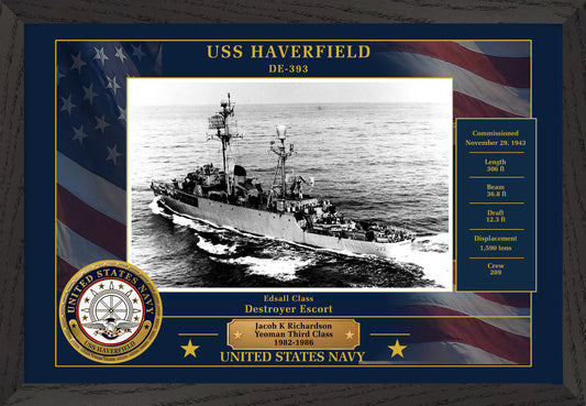 USS Haverfield DE-393 Framed Patriotic Photo