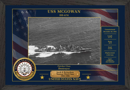 USS Mcgowan DD-678 Framed Patriotic Photo