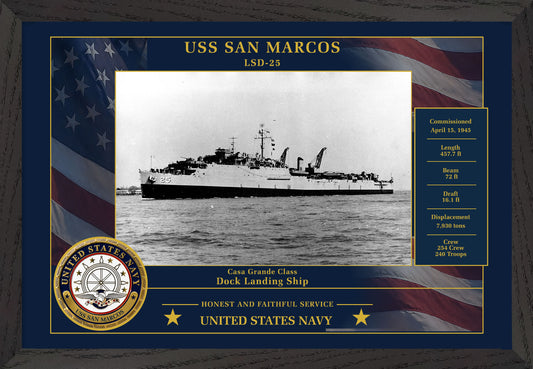 USS San Marcos LSD-25 Framed Patriotic Photo