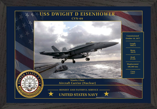 USS Dwight D Eisenhower CVN-69 Framed Patriotic Photo