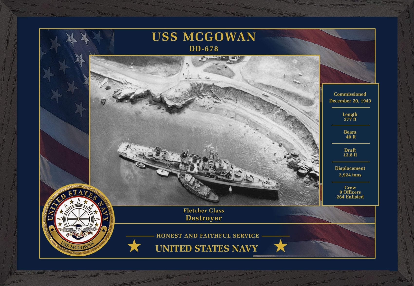 USS Mcgowan DD-678 Framed Patriotic Photo