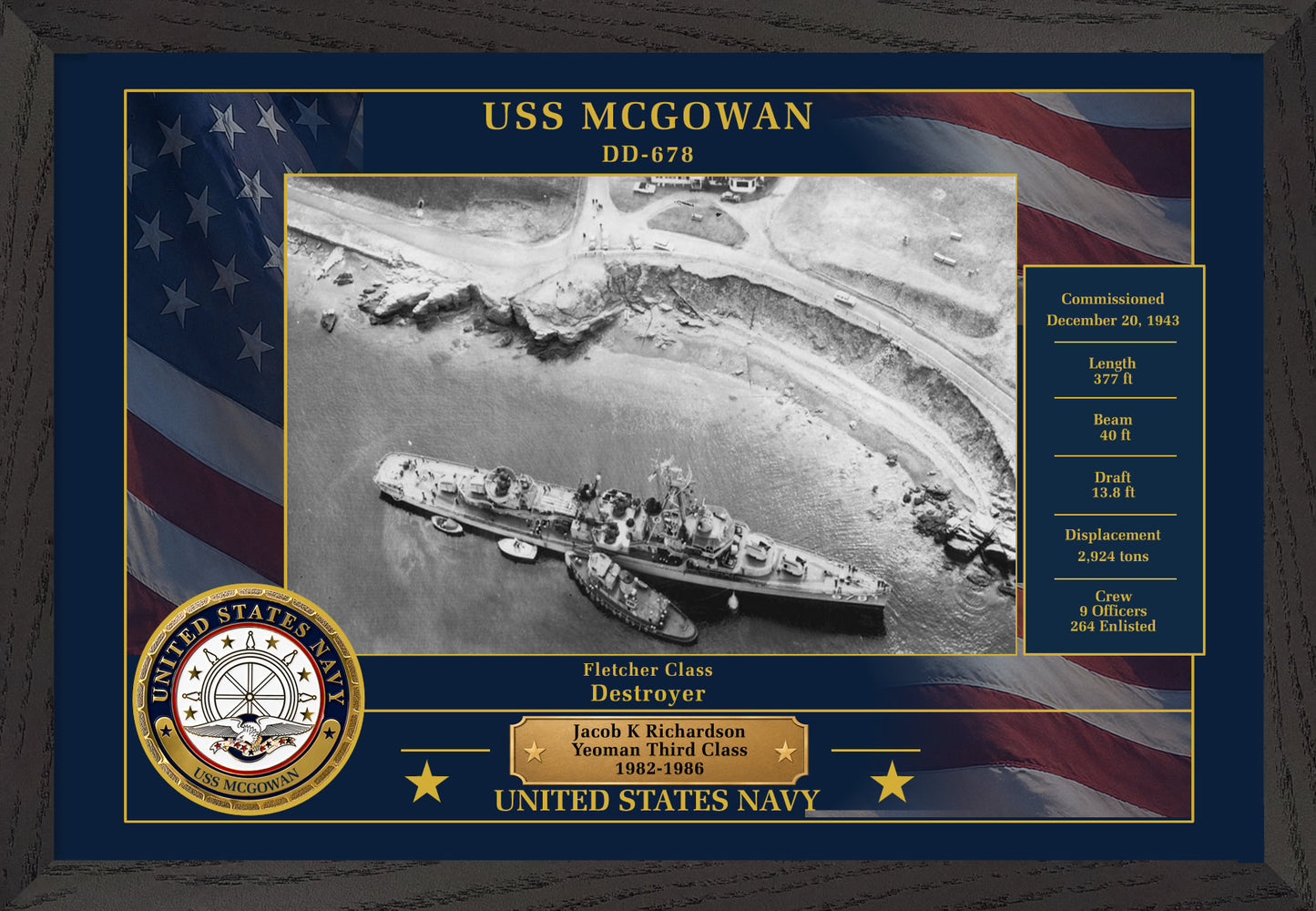 USS Mcgowan DD-678 Framed Patriotic Photo