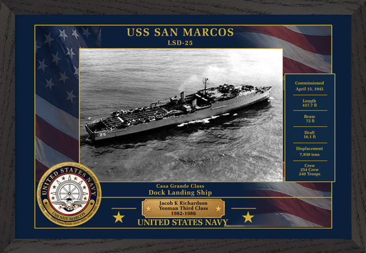 USS San Marcos LSD-25 Framed Patriotic Photo
