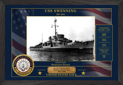 USS Swenning DE-394 Framed Patriotic Photo