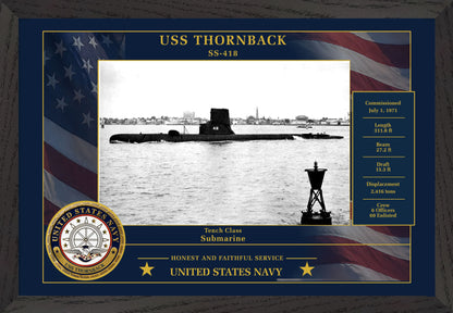 USS Thornback SS-418 Framed Patriotic Photo