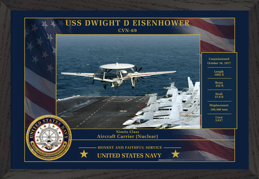 USS Dwight D Eisenhower CVN-69 Framed Patriotic Photo