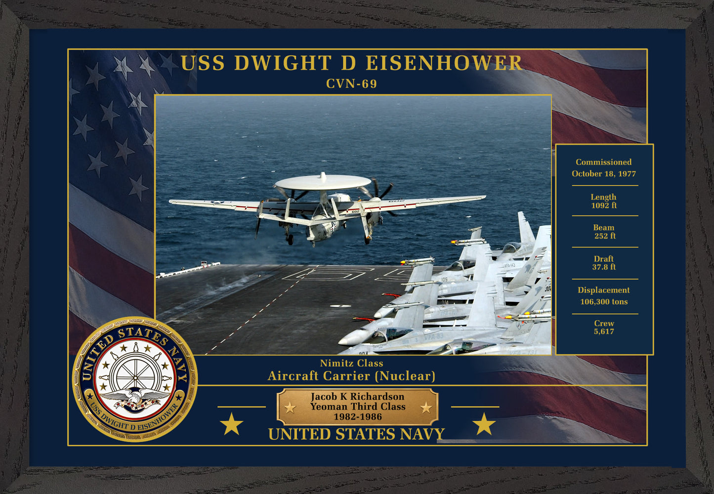 USS Dwight D Eisenhower CVN-69 Framed Patriotic Photo