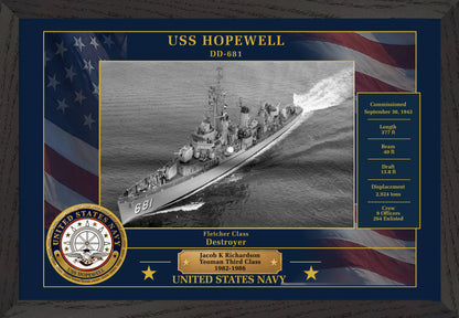USS Hopewell DD-681 Framed Patriotic Photo