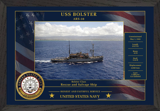 USS Bolster ARS-38 Framed Patriotic Photo