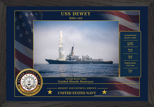 USS Dewey DDG-105 Framed Patriotic Photo