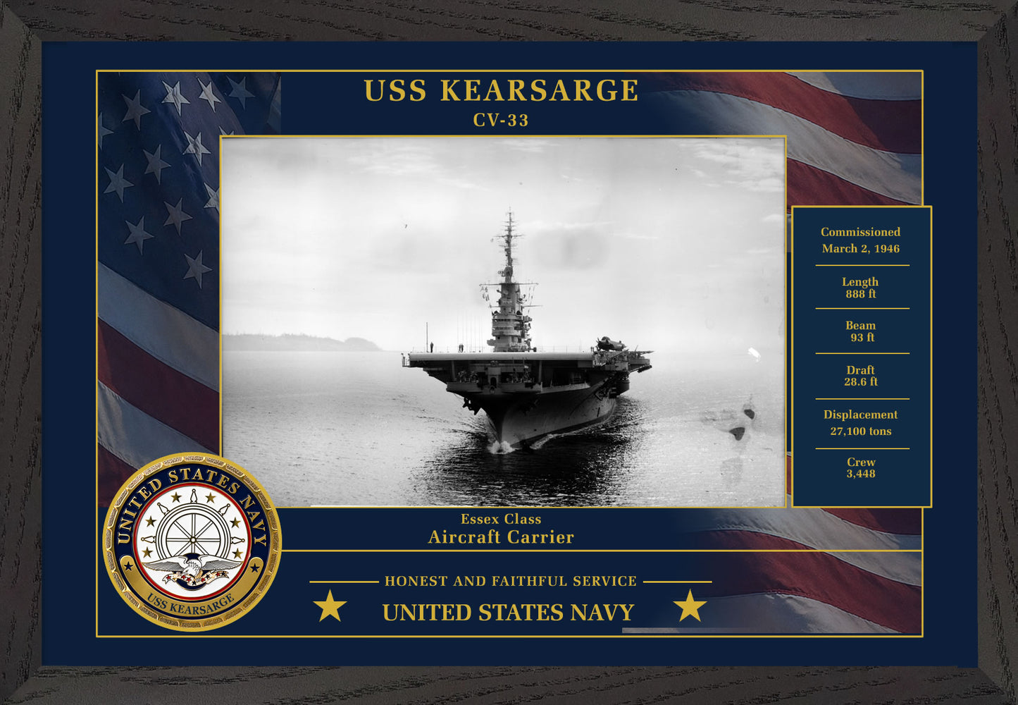 USS Kearsarge CV-33 Framed Patriotic Photo