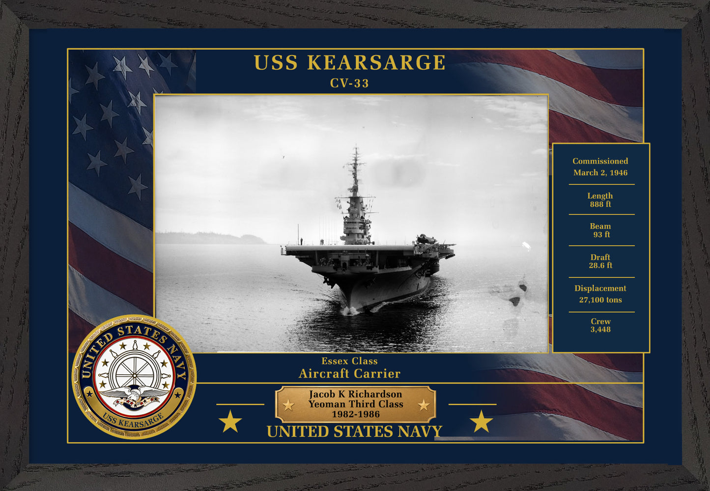 USS Kearsarge CV-33 Framed Patriotic Photo