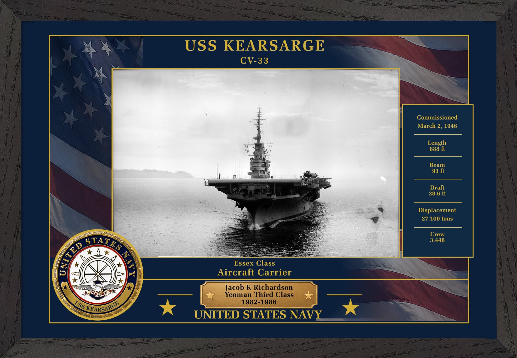 USS Kearsarge CV-33 Framed Patriotic Photo