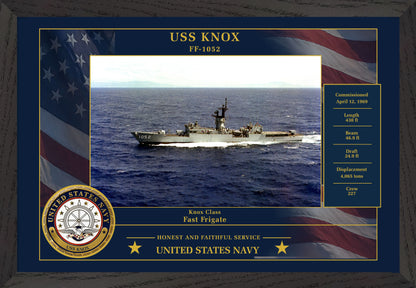 USS Knox FF-1052 Framed Patriotic Photo