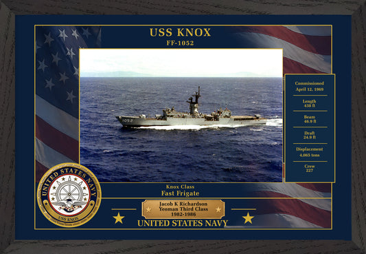 USS Knox FF-1052 Framed Patriotic Photo