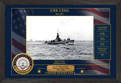 USS Ling SS-297 Framed Patriotic Photo