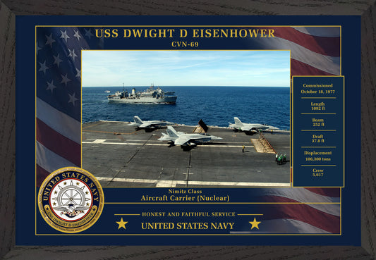 USS Dwight D Eisenhower CVN-69 Framed Patriotic Photo
