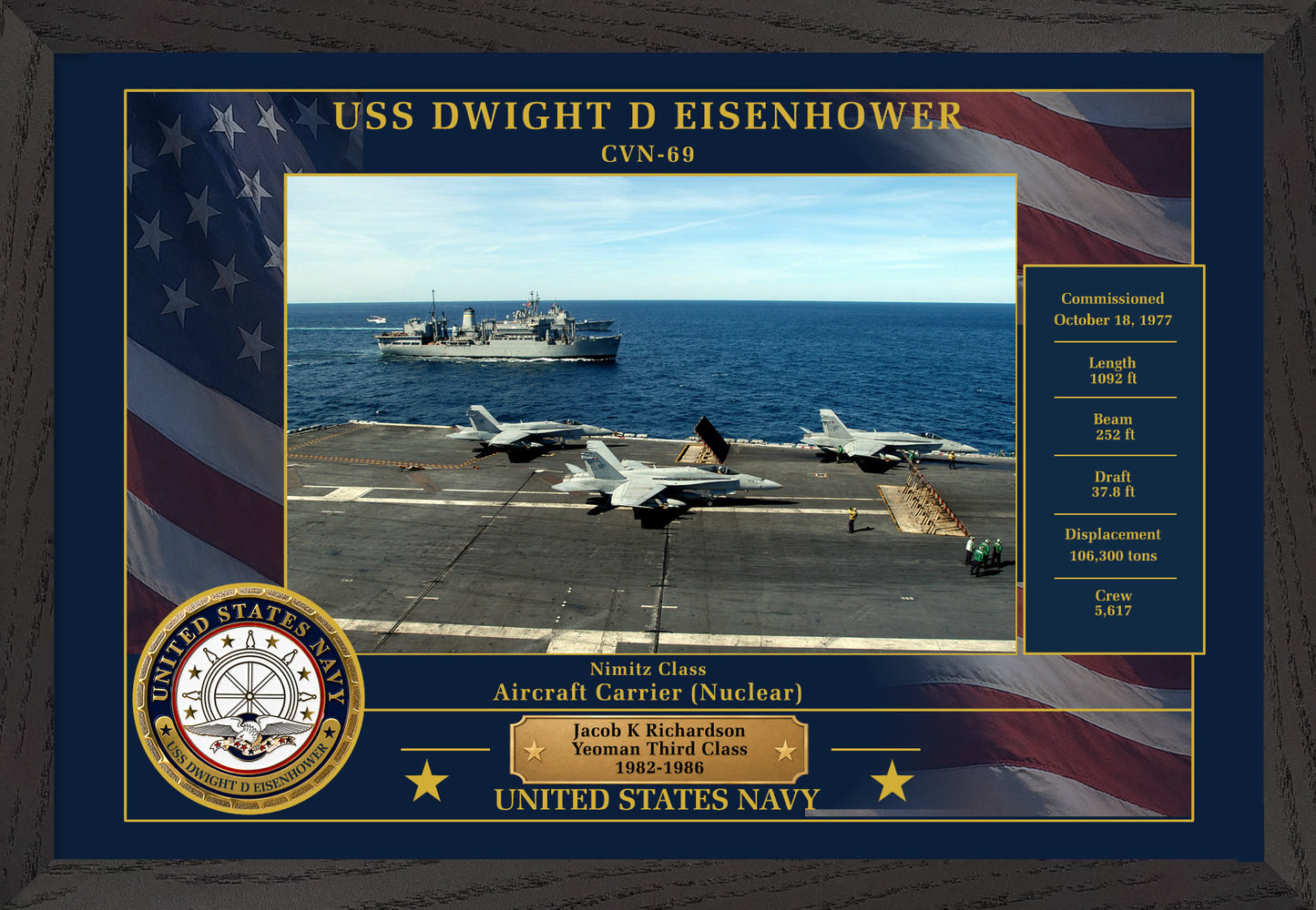 USS Dwight D Eisenhower CVN-69 Framed Patriotic Photo