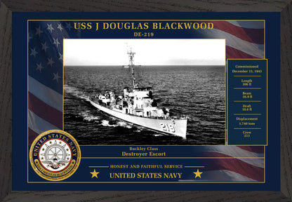 USS J Douglas Blackwood DE-219 Framed Patriotic Photo