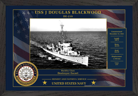 USS J Douglas Blackwood DE-219 Framed Patriotic Photo