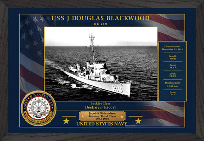 USS J Douglas Blackwood DE-219 Framed Patriotic Photo
