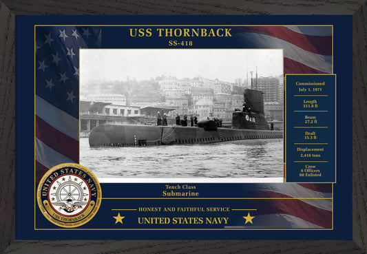 USS Thornback SS-418 Framed Patriotic Photo
