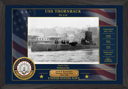 USS Thornback SS-418 Framed Patriotic Photo