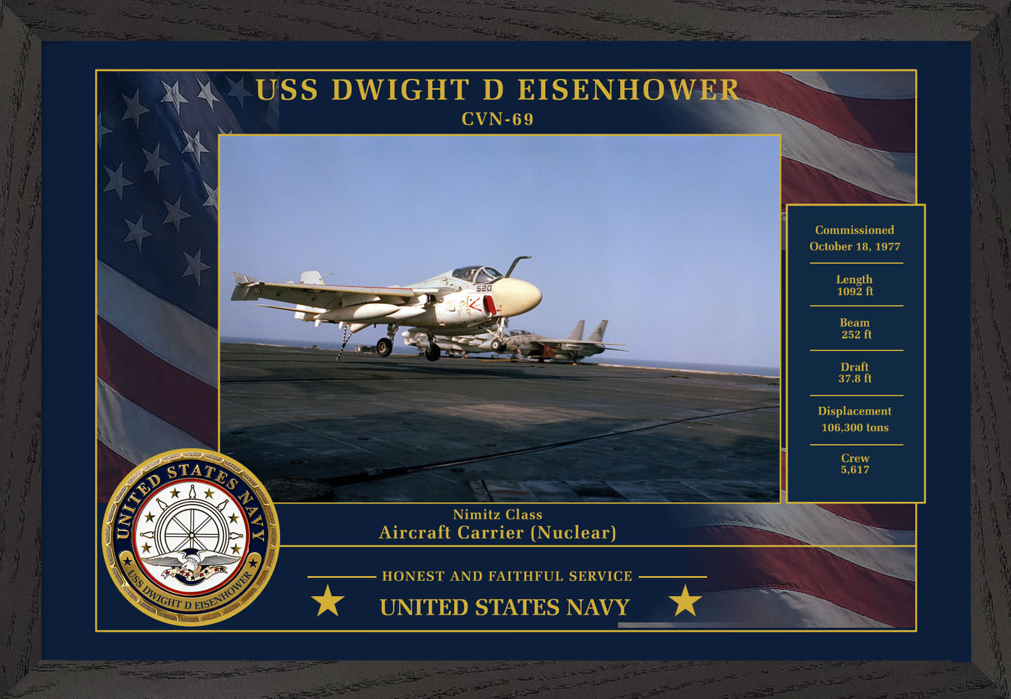 USS Dwight D Eisenhower CVN-69 Framed Patriotic Photo