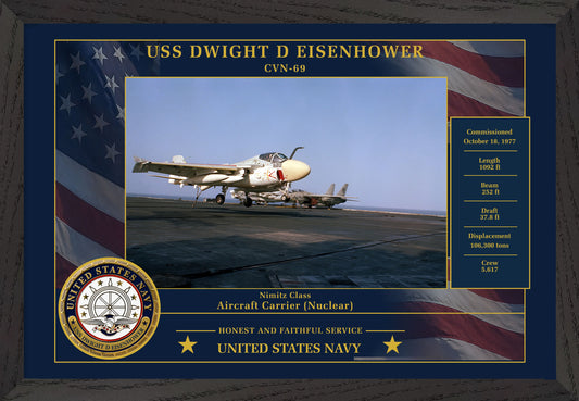 USS Dwight D Eisenhower CVN-69 Framed Patriotic Photo